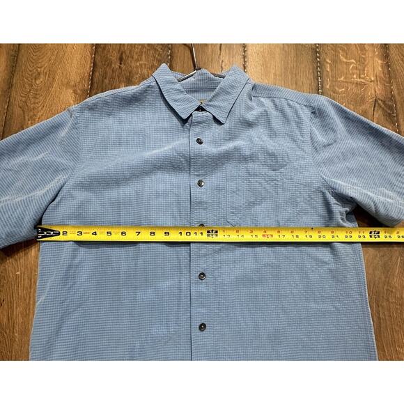 Royal Robbins Mens Button Shirt Size L Soft Blue Plaid Relaxed Fit Short Sleeve - Picture 5 of 7